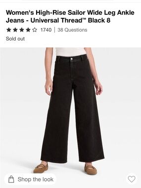 Universal Thread Women's High-Rise Sailor Wide Leg Ankle Jeans - Black